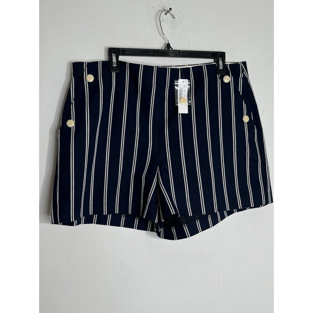 J Crew 16 Plus High Rise Sailor Short Size 16 Color Navy/ Ivory NWT